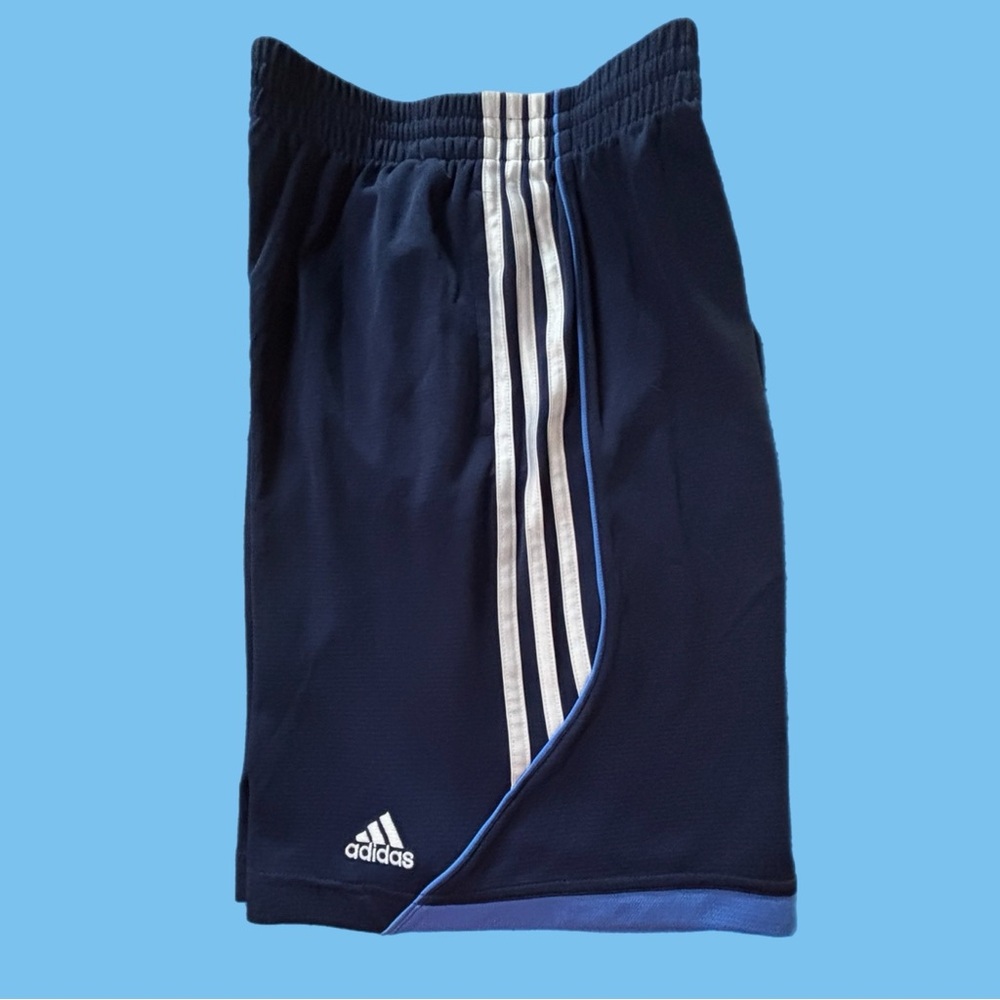 adidas Athletic Shorts Navy Blue White Sport Shorts Soft Stretchy Drawstring